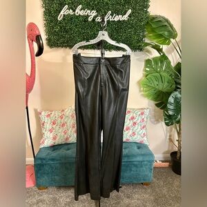Eloquii Black Vegan Leather Flare Leg Pants